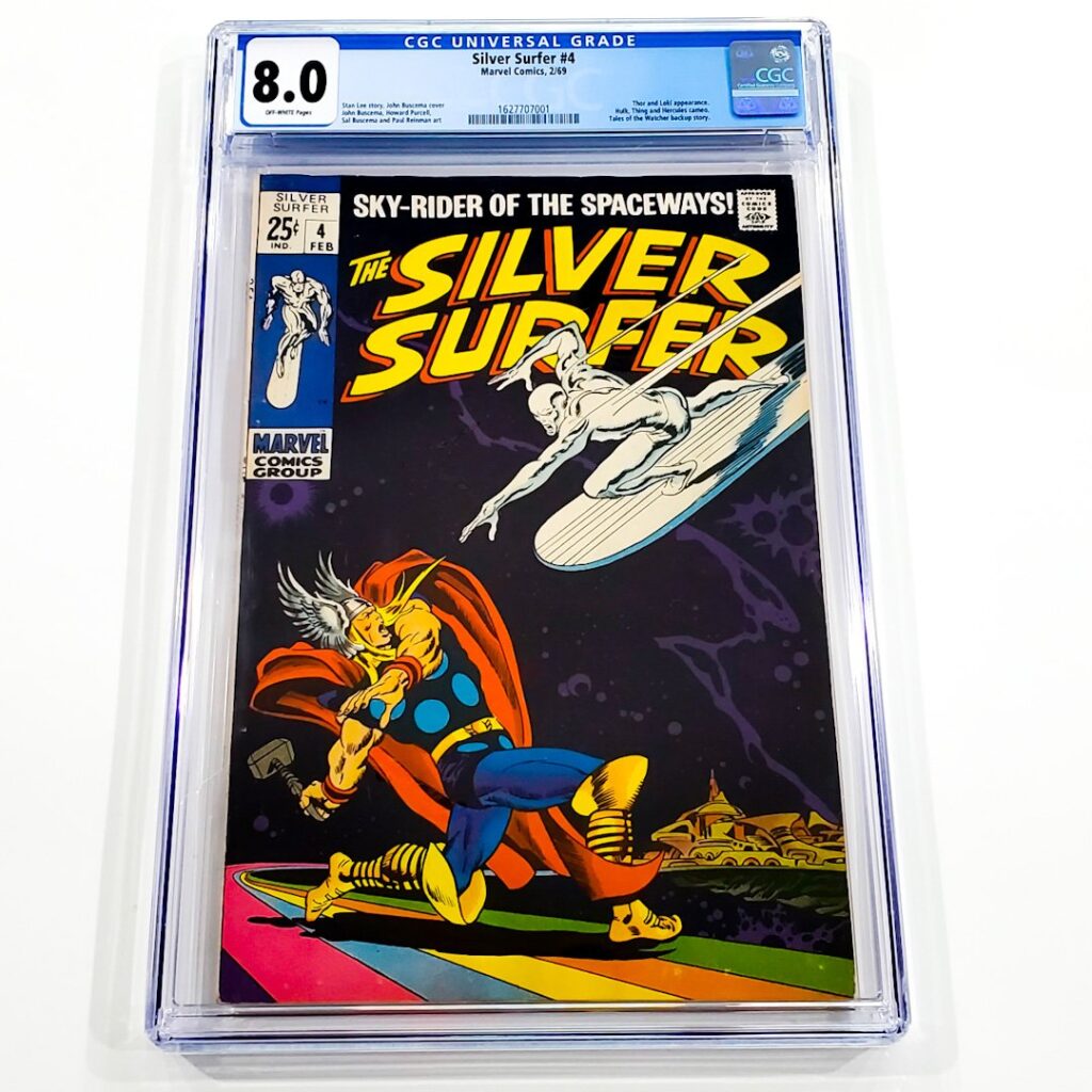 SILVER SURFER #4 CGC 8.0 White Pages Thor & Loki Appearance - Marvel 1969